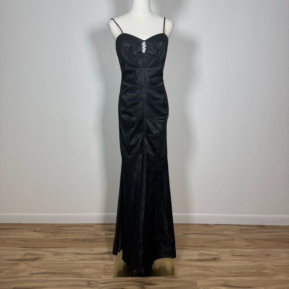 Vintage Roberta black mermaid prom party formal spaghetti strap gown size 9/10